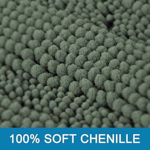 H.VERSAILTEX Bath Rugs for Bathroom Non Slip Bath Mats Extra Thick Chenille Striped Rug 20" x 32" Absorbent Non Skid Fluffy Soft Shaggy Washable Dry Fast Plush Mat for Indoor, Bath Room - Green Bay - color: Green Bay, size: 20" x 32"