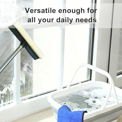 Window Cleaning Kit, Squeegee with Bucket for Windshield Cleaning, Bathroom, Shower Doors, Mirrors, Tiles, and Car Windows (Grey) - color: Gray