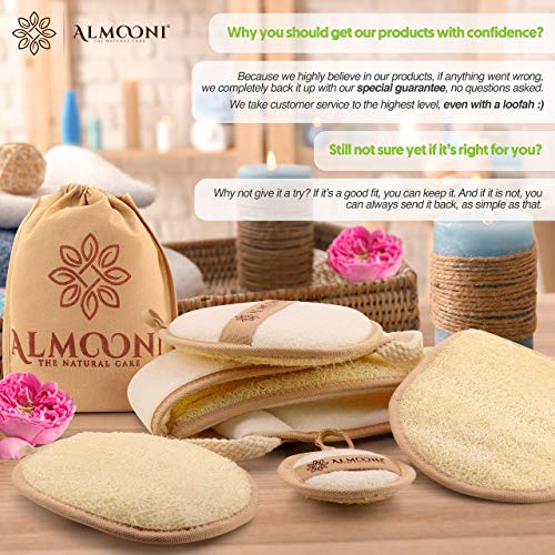 Almooni Natural Loofah Exfoliating Body Scrubber, Made with Natural Egyptian Shower Loofah Sponge, Bath Shower Loofah Sponge for Women and Men, for Face and Body That Gets You Clean - 2 Count (1 Pack) - style: Egyptian Shower Loofah Sponge