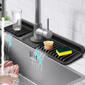 17.7-Inch Kitchen Sink Splash Guard Mat | 7° Slope for Fast Self-Draining | Snap-Lock Design | Universal & Cuttable Silicone - color: Black, size: 17.7" x 5.5"