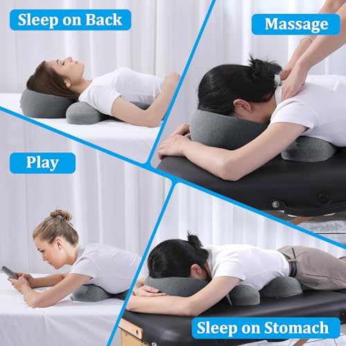 MABOZOO Face Down Massage Pillow, Face Down Pillow for Sleeping with Non-Slip Bottom, Home Head Cushion and Chest Cushion for SPA, Sleep (Gray) - color: Gray