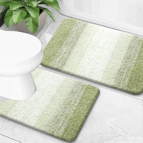 OLANLY Bathroom Rug Set 2 Piece, Soft Absorbent Microfiber Bath Mats and U-Shaped Contour Toilet Rug, Non-Slip, Machine Wash Dry, Plush Shaggy Bath Mats for Bathroom (24"x16"+24"x20", Mustard Yellow) - color: Mustard Yellow, size: 24" X 16" + U24" X 20"