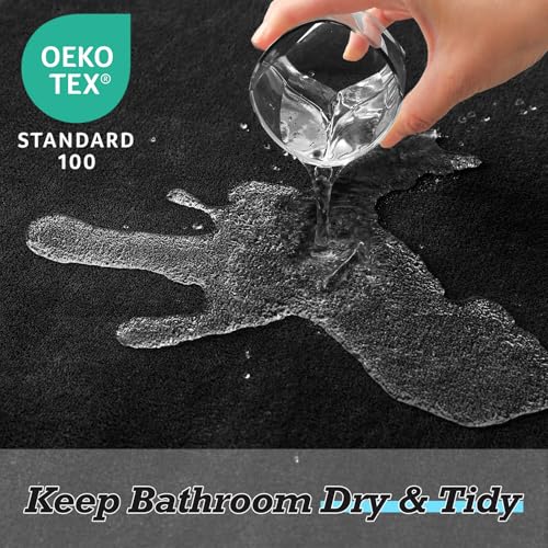 HUXMEYSON Bathroom Rugs Sets 2 Piece, Non-Slip & Quick Dry Bath Mat Set, Ultra Soft Velvet Bath Rugs for Bathroom, Toilet and Shower Floor, Black - color: Black, size: 17"x24"+20"x32"