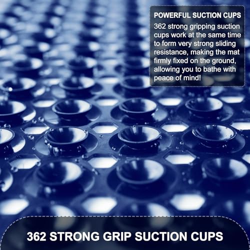 TEESHLY Bath Tub and Shower Mats, Non Slip 40 x 16 Inch Extra Large Bathtub Mat, Machine Washable Bathmat with Drain Holes, Suction Cups for Bathroom Floor, Navy Blue - color: Navy Blue