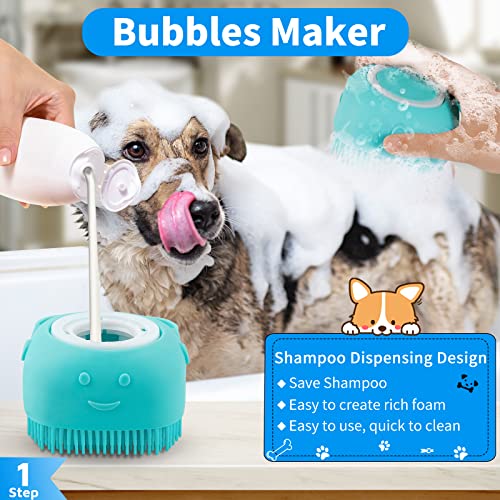 Comotech 6PCS Dog Bath Brush & Dog Toothbrush | Adjustable Handle Shampoo Brush & Scrubber for Short & Long Haired Dogs & Cats | Effectively Solve Odor & Stain Removal Problems (Blue Blue Blue.) - color: Blue Blue Blue