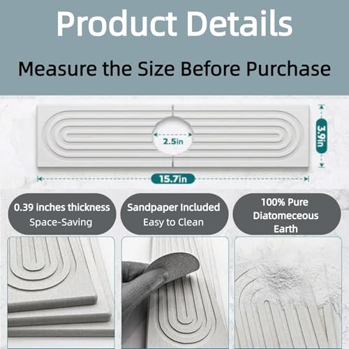Faucet Mat for Kitchen Sink, Diatomite Quick Drying Tray , 15.7 Inch Kitchen Sink Splash Guard and Bathroom Stone Trays for Counter. Super Absorben.White.