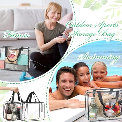 Reginary 10 Large Clear Cosmetic Bags with Zipper, Toiletry Travel Pouches | Clear Tote Bags for Toiletries, Transparent PVC, Women Men, Beach Gym Trip