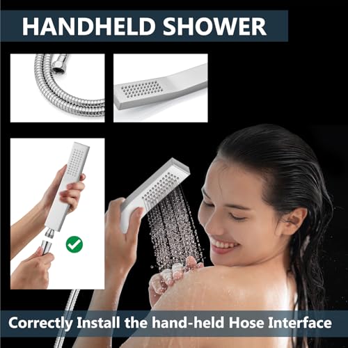Aolemi Shower Faucet Set Rain Shower System with Handheld Spray Bathroom Shower Combo Rough-in Valve and Shower Trim Kit Included Polish Chrom 10 Inch Wall Mount Shower Head - color: Polish Chrome, size: 10 Inch Wall Mount Shower Head