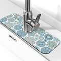 Mandala Boho Blue Flower 15" X 5.5" Kitchen Sink Splash Guard Faucet Faucet Guard Draining Mat Sink Splash Guard Faucet Kitchen Bathroom - color: Mandala Boho Blue Flower