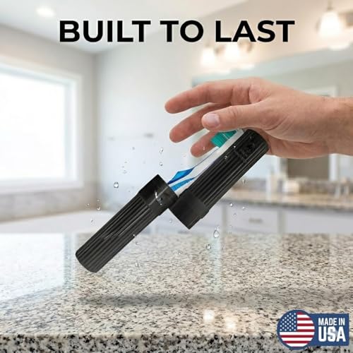 American Comb Toothbrush Holder - Black, Made in USA, with Ventilation Holes, for Toothbrush Covers, Toothbrush Holder, Toothbrush Soft, Durable Design, Hygienic Bathroom Accessory - color: Black