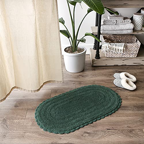 DII Crochet Collection Reversible Bath Mat, Large Oval, 21x34, Dark Green - color: Dark Green, size: 1'9" x 2'10" (Oval)