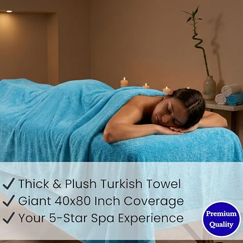 SALBAKOS Luxury 100% Turkish Cotton 40x80 in Extra Large Beach & Bath Towels | Oversized Bath Sheets | Premium Hotel Quality Thick Soft Absorbent Turkish Towel (Pack of 1, Aqua, Jumbo Bath Sheet) - color: Aqua, size: Jumbo Bath Sheet