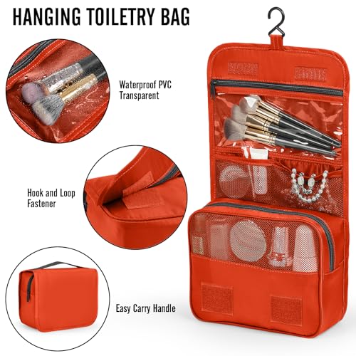 Veken 10 Set Packing Cubes for Travel Essentials,Anti-Wrinkle Buckled Suitcase Organizer for Shoe & Toiletry Bag,Carry On Luggage Bag with 99+ Count Mesh Holes for Airplane & College Dorm Accessories - color: 12 Orange
