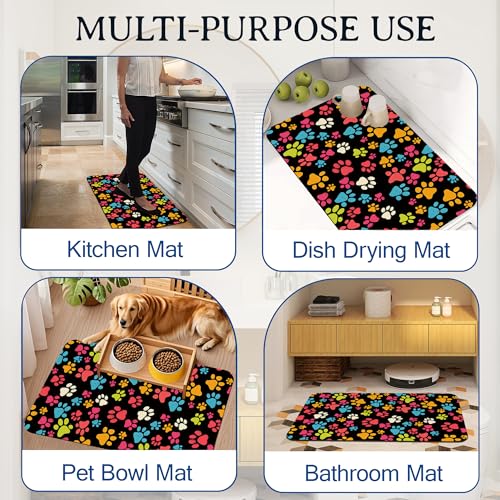 Elightvap Bath Mat Paw Bathroom Rug,Soft and Non Slip Dog Paws Print Bath Rugs,Quick Drying Machine Washable Floor Mat 17 * 29.5 Inches for Shower Room,Bathtub,Kitchen Bathroom - color: Dog Paws Print