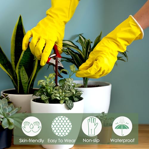 12 Pairs Rubber Cleaning Gloves for Dishwashing Reusable Kitchen Gloves for Washing Dishes and Household - size: Small