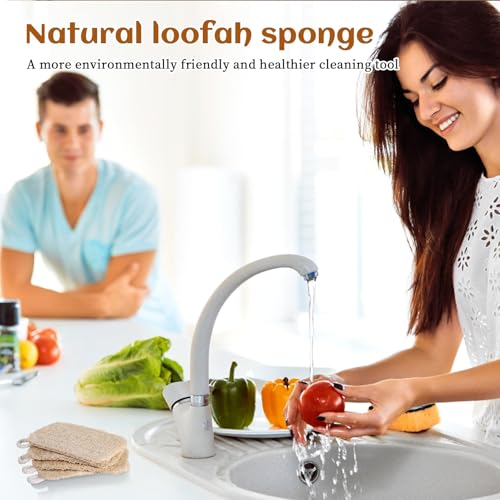 6 PCS Loofah Dish Sponge, Compostable Natural Sponges for Dishes, Natural Loofah Sponge for Kitchen