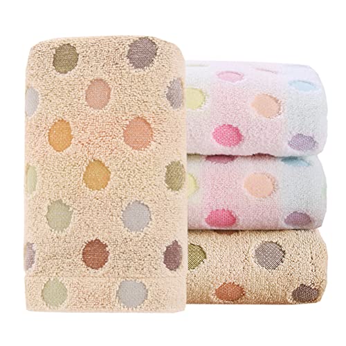 Pidada Hand Towels Set of 4 100% Cotton Colorful Polka Dot Pattern Soft Absorbent Decorative Towel for Bathroom (Beige and Brown) - color: 2 Beige 2 Brown