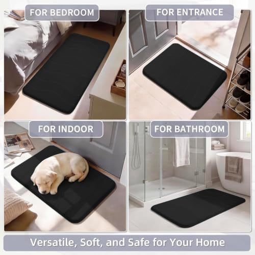 Flamingo P Memory Foam Bathroom Mat Rug Non Slip Bath Shower Mats,20x32,Black - color: Black Wavy Line, size: 32" X 20"