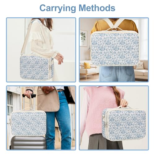 Relavel Large Makeup Bag, Floral Cosmetic Bag for Women, Professional Travel Train Case Portable Makeup Artist Bag Make Up Storage Organizer Box with Adjustable Dividers and Makeup Brush Compartment - color: Floral Print, size: Large