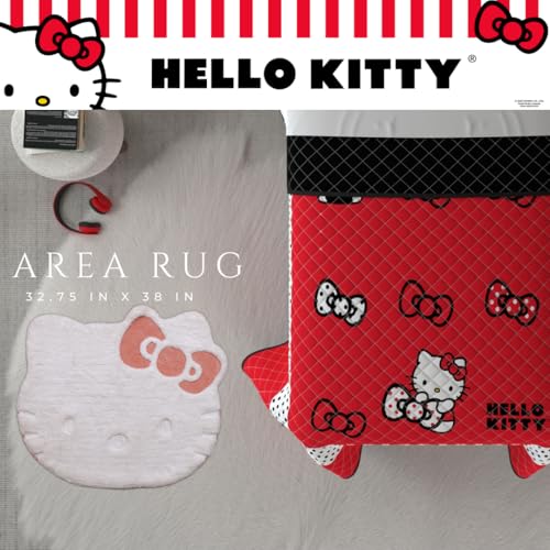 Hello Kitty Non-Slip Bathroom/Bedroom Area Rug, 34.75" x 30” Non-Slip Tufted Mat, (Officially Licensed Product) by Franco Collectibles - color: Hello Kitty - White & Pink