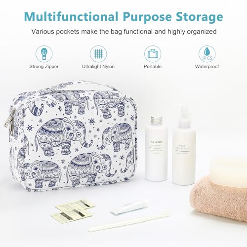 Mossio Hanging Toiletry Bag with Sturdy Hook - Large Portable Cosmetic Makeup Travel Organizer for Men & Women - color: Elephant B