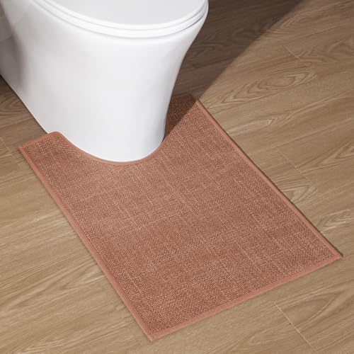 chakme Bathroom Rugs Mat U-Shaped 24x17, Ultra ThinNon Slip Bath Mat Small Quick Dry Absorbent Bath Matfor Bathroom Floor, (Dark Pink, U-24"x17") - color: Dark Pink, size: 1'5" x 2' (U-Shape)