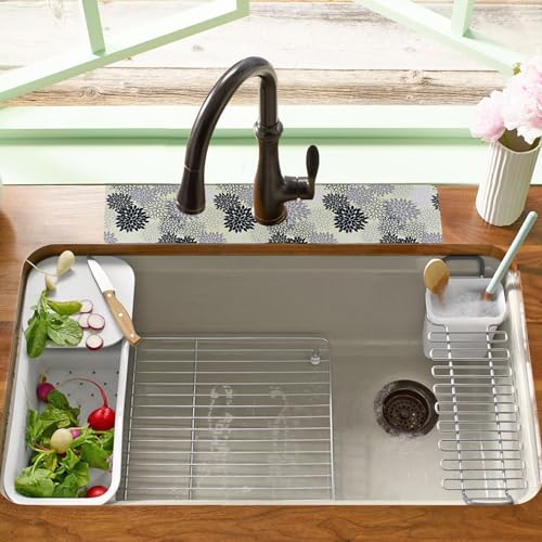 24.5" x 15.5" Dish Drying Mat & 24" x 5.5" Sink Splash Guard, Super Absorbent Drainer Rack Mat for Kitchen Counter Coffee Bar - color: Gray, size: 23.5"*15.5*+24"*5.5"