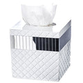 Quilted Mirror White Square Resin Tissue Box Cover with Bottom Slider - style: Square Tissue Box