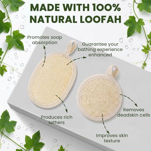 10PCS Natural Loofah Sponge Set, Loofah Exfoliating Scrubber for Body & Facs
