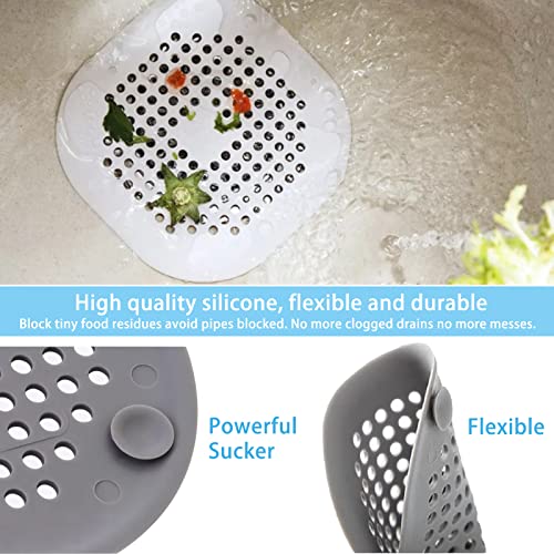 4 Pack Drain Hair Catcher Durable Silicone Hair Stopper Shower Drain Covers Easy to Install and Clean Suit for Bathroom Bathtub and Kitchen (Square Grey 4Pack) - color: Square Grey 4pack