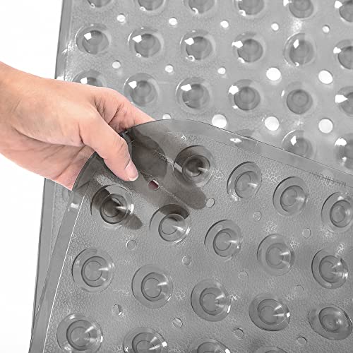 Bathtub and Shower Mats, Extra Long Non-Slip Bath Tub Mat 39 x 16 Inch, Machine Washable Bathmat with Suction Cups & Drain Holes for Bathroom Floor, Clear Grey - color: Clear Grey