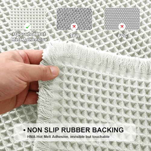 JIUZHEN Set of 2 Waffle Bath Mats Super Absorbent Bath Mat Non Slip Bathroom Rugs for Bathroom Floor Dry Fast Washable Boho Rugs for Beside Tub, 16" x 24" +20" x 32", Cream - color: Cream, size: 16"x24" + 20"x32"