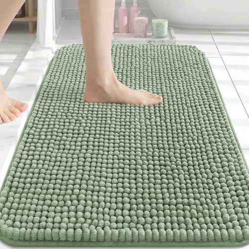 Arotive Bathroom Rugs 34" x 21", Ultra Soft Absorbent Chenille Bath Rugs, Rubber Backing, Machine Washable Bath Mats for Bathroom Floor, Tub and Shower, Home Decor Accessories, Sage Green - color: Sage Green, size: 34" X 21"