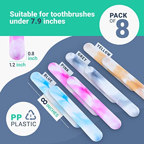 8 PCs Elite Travel Toothbrush Case with Drainage Holes–Portable, Breathable Plastic Toothbrush Holder Travel Covers–Ideal for Camping, Trips & Daily Use Cute Tooth brush Cover Container– Multi Colors - style: Pack of 8