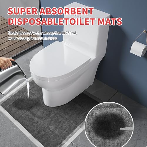 30 Pack Disposable Toilet Mats, Containing Bamboo Charcoal Material，23.6" x 23.6" Absorbent Toilet Floor Protector from Urine Disposable Toilet Floor Mat U-Shape