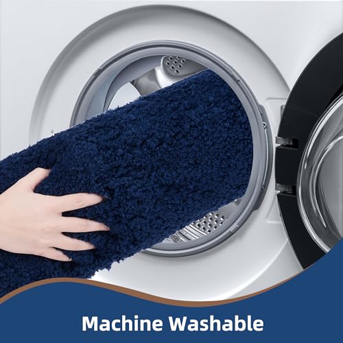 3 Pieces Luxury Bathroom Rug Set with U-Shaped Toilet Rug, Non-Slip Rubber Bottom, Thick Microfiber Fluffy Plush, Water absorption, Quick Dry, Ultra Soft, Bath Mats for Bathroom, Tub(Navy Blue) - color: Navy Blue