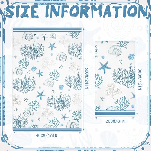 Boyiee Set of 6 Beach Kitchen Towels Coastal Ocean Dish Towels Sea Nautical Tea Towels Absorbent 24 x 16 Inches Shell Coral Starfish Hand Towels Summer Gifts for Farmhouse Kitchen Bathroom Decorations - color: Ocean