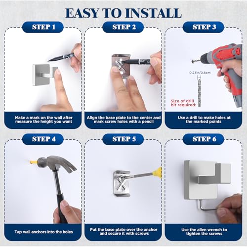 10-Pieces Brushed Nickel Bathroom Accessories Set, Bath Towel Bar Set, SUS 304 Stainless Steel Bathroom Hardware Set, Towel Holder, Towel Racks for Bathroom Wall Mounted - color: Brushed Nickel-10pcs