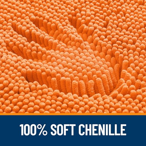 OLANLY Toilet Rugs U-Shaped 20x20, Extra Soft Absorbent Chenille Contour Bathroom Rugs for Toilet, Dry Quickly, Machine Washable, Non-Slip Bath Mat, Orange - color: Orange, size: 20" X 20" Contour Rug