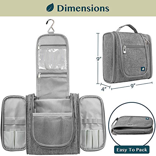 PAVILIA Toiletry Bag Travel Bag for Women Men, Hanging Cosmetic Organizer, Water Resistant Makeup Bag for Accessories Toiletries, Large Travel Essentials Kit (Grey) - color: Grey, size: Standard (9x4x9)
