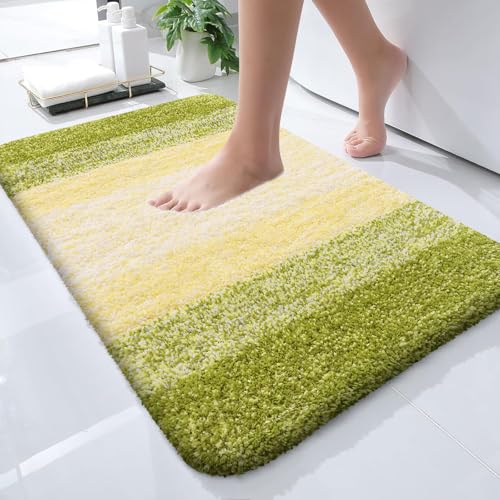 OLANLY Small Bathroom Rugs Mat 24x16, Extra Soft Absorbent Microfiber Bath Rugs, Rubber Backing, Quick Dry, Washable Bath Mats for Bathroom Floor, Tub and Shower, Home Decor Accessories, Olive Green - color: Olive Green, size: 24" X 16"
