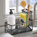 Sinnsally Kitchen Sponge Holder,Sink Caddy Organizer with Brush Holder,Stainless Steel Sink Box Dish Scrubber Holder with Self Drain Tray,Soap Dispenser Kitchen Storage Accessories(1 Tier-Black) - color: 1 Tier-Black
