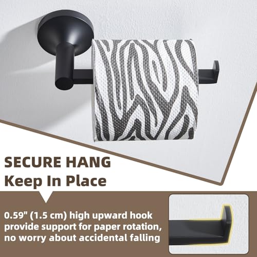 APLusee Matte Black Toilet Paper Holder, 304 Stainless Steel Tissue Holder, Wall Mounted