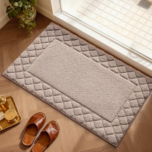 LUMI Bathroom Rugs, Ultra Soft Absorbent Bath Mat for Shower, Non Slip Washable Bath Rugs with Rubber Backing, Microfiber Plush Quick Dry Floor Mat for Bathtub, Floor, Brown, 24x36 - color: Brown, size: 24"x36"