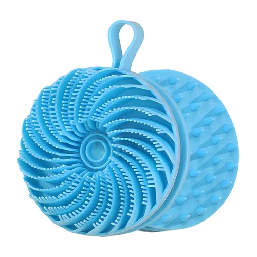 Larger Silicone Body Scrubber&Scalp Massager Hair Growth,Dual Sided Dual-Use,Exfoliating Body Scrubber,Wet&Dry Brush for Hair Massager Scalp,Silicone Shower Scrubber (Blue) - color: Blue