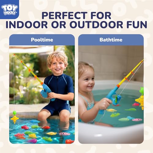 TOY Life 2-Player Magnetic Fishing Game for Kids 3-5 - Toddler Fishing Pole Set with Fish Toys - Bath & Pool Toys - Water Table Accessories - Educational Fishing Toy Rod for Boys Girls - color: 2 Kids Fishing Pole