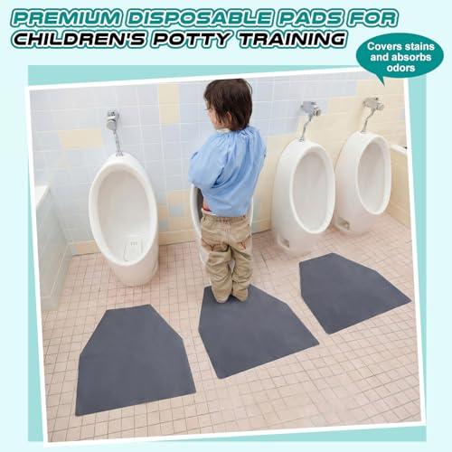 50 Pack Disposable Urinal Floor Mats Nonwoven Restroom Splash Pads with 300 Adhesive Dots 17.5" x 21" Mats Commercial Mens Bathroom Tile Protection Office Bar School Gym Facility Use(Gray) - color: Grey
