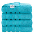 American Soft Linen 100% Cotton Luxury Turkish Towels, 4 PC Bath Towel Set | Soft Absorbent Quick Dry OEKO Tex Standard 100 Certificated Durable Machine Washable Breathable Premium Hotel Quality - color: Aqua Blue, size: 4 PC (27"x54")