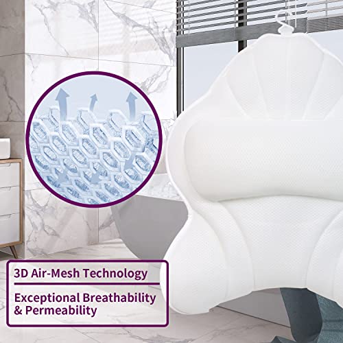 Poemland Extra Thick Large Bath Pillow with Neck,Back,Head Support for Bathtub, Spa, Soaking White(19''x15'') - size: White(19''x15'')