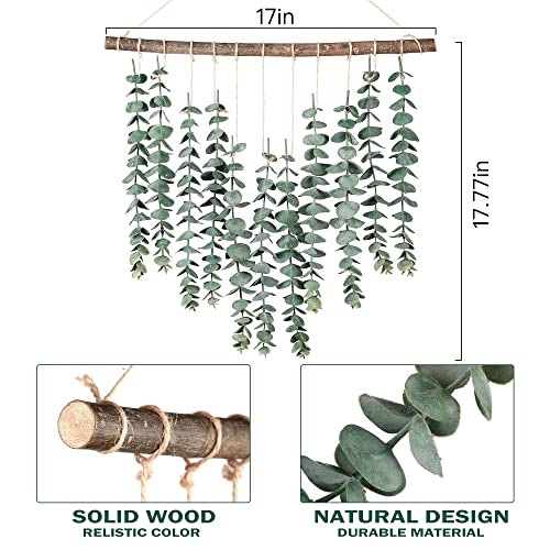 Sggvecsy 17.7‘’Eucalyptus Wall Hanging Artificial Eucalyptus Plant Fake Greenery Vine Boho Wall Decor for Apartment Bathroom Bedroom Kitchen Farmhouse Home Living Room Office Decorations - color: Color New
